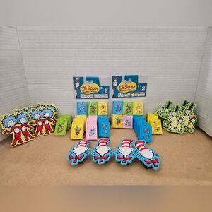 Dr Seuss Erasers And Pencil Sharpeners. Good For Prize Box Or Bags. (C)